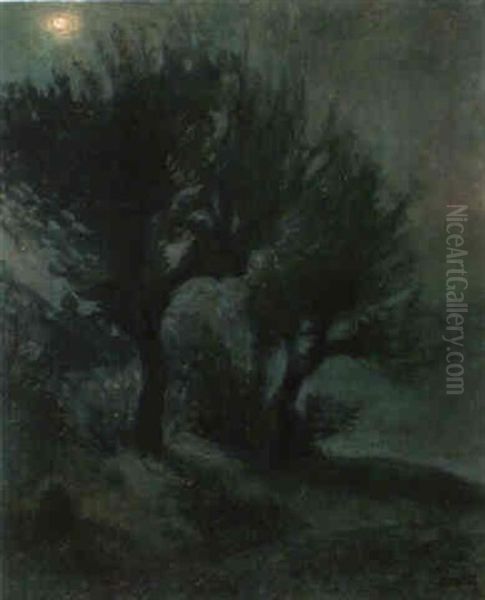 Landschaft Im Mondschein Oil Painting by Emil Orlik