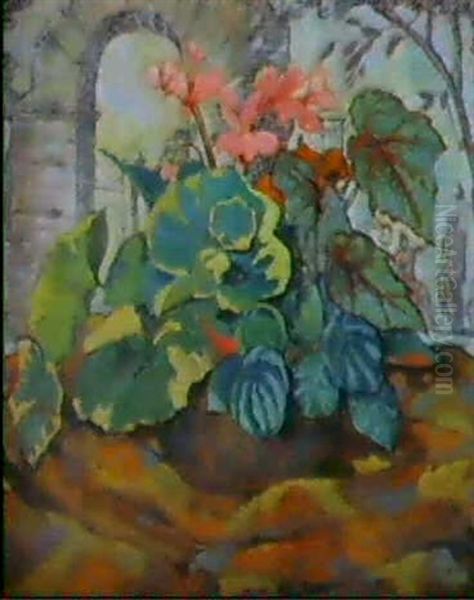 Blumenstilleben - Alpenveilchen Oil Painting by Emil Orlik