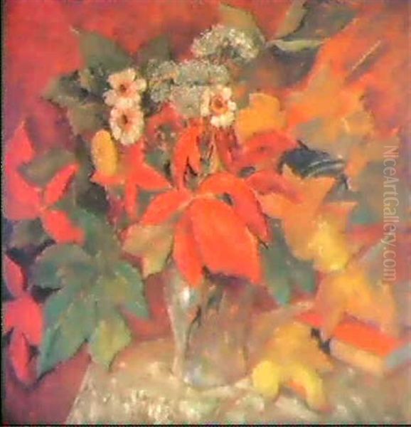 Herbststrauss In Alabastervase Oil Painting by Emil Orlik