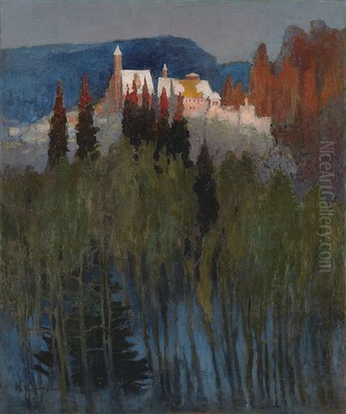 Fairy Landscape With Castle Oil Painting by Nicholai Vasilievich Orlov