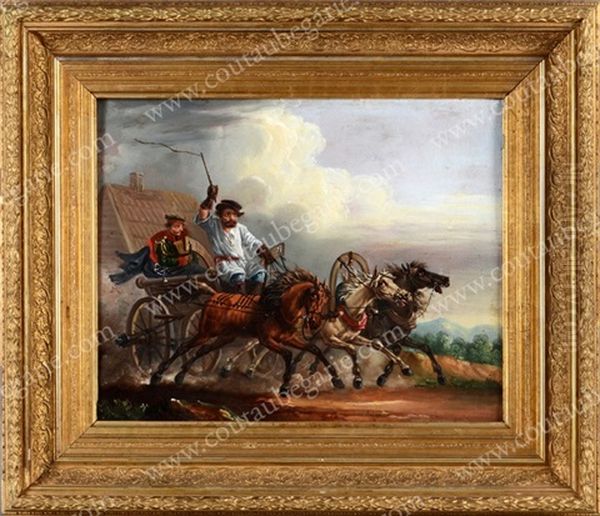 Messager Sur Une Troika Au Galop Oil Painting by Aleksandr Osipovich Orlovsky