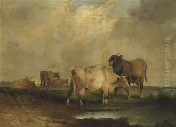 At The Watering Hole (2 Works) Oil Painting by Aleksandr Osipovich Orlovsky