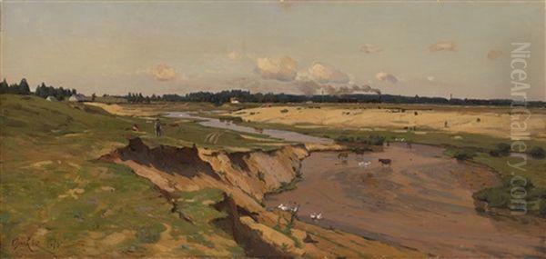 View Of A Vilno Suburb Oil Painting by Vladimir Donatovitch Orlovsky