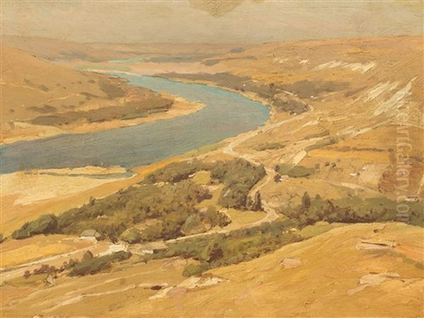 Wide River Landscape Oil Painting by Vladimir Donatovitch Orlovsky