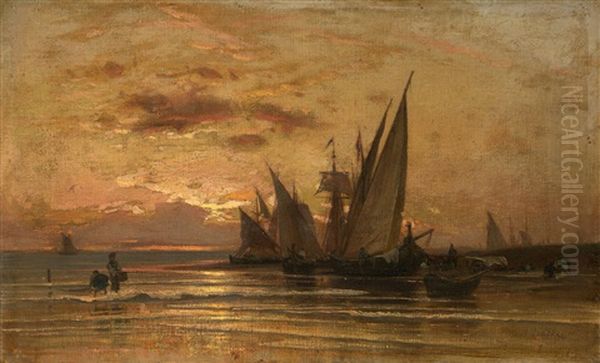 Fishing Boats At Sunrise by Vladimir Donatovitch Orlovsky