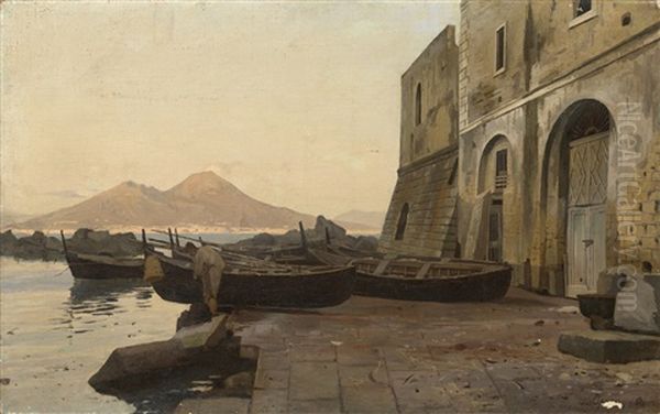 View Of Mount Vesuvius From The Bay Of Naples Oil Painting by Vladimir Donatovitch Orlovsky