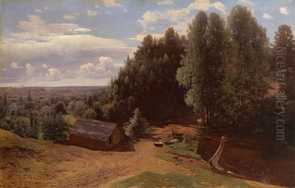 Mill In The Forest Clearing Oil Painting by Vladimir Donatovitch Orlovsky