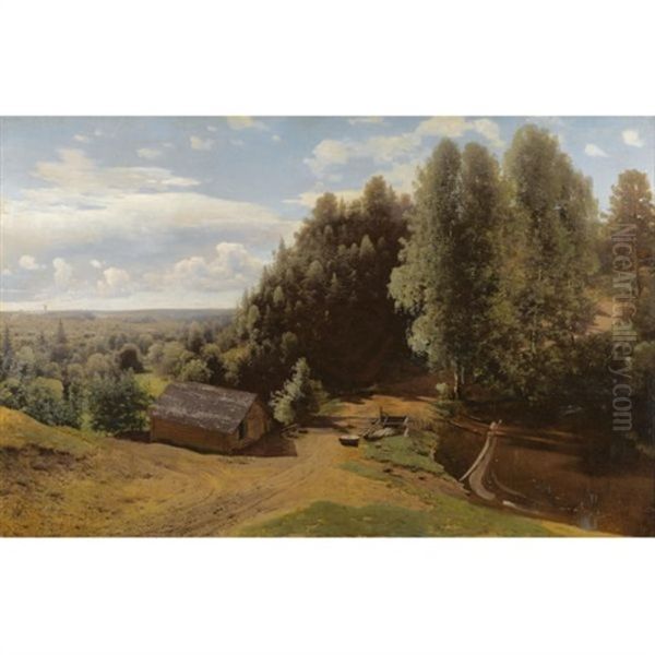 Mill In The Forest Clearing Oil Painting by Vladimir Donatovitch Orlovsky