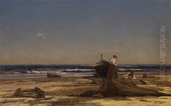 Seashore Oil Painting by Vladimir Donatovitch Orlovsky