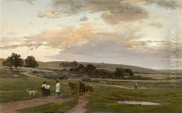 Weite Landschaft Mit Hirten Oil Painting by Vladimir Donatovitch Orlovsky