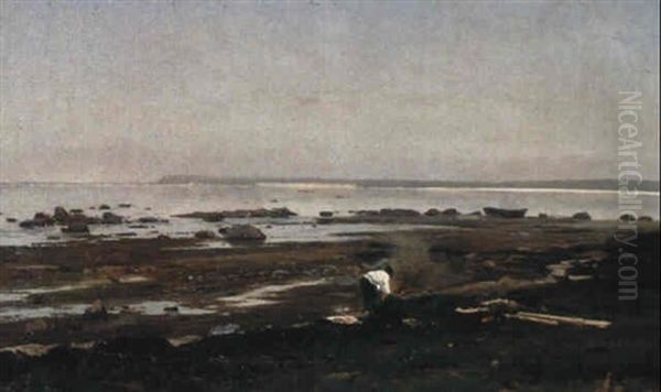 Down By The Seashore Oil Painting by Vladimir Donatovitch Orlovsky