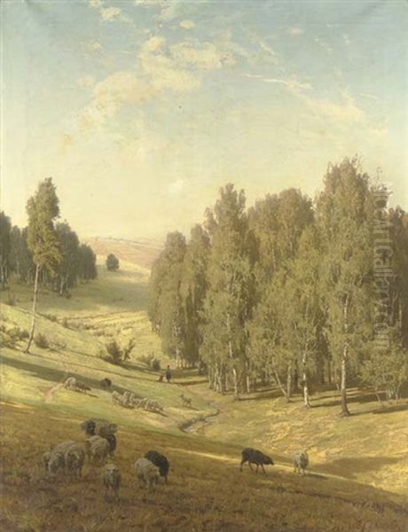 Out At Pasture, Summer Oil Painting by Vladimir Donatovitch Orlovsky