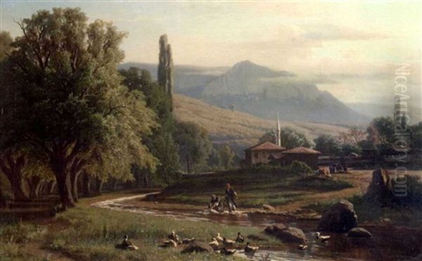 Maisema Krimilta (a View From Krimea) Oil Painting by Vladimir Donatovitch Orlovsky