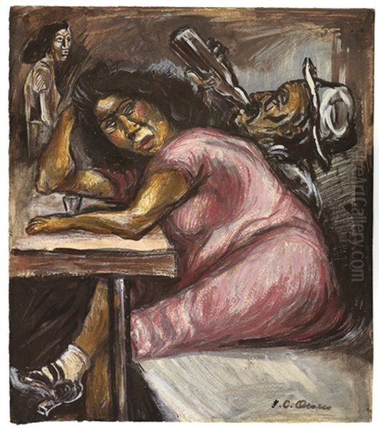 En La Taverna Oil Painting by Jose Clemente Orozco