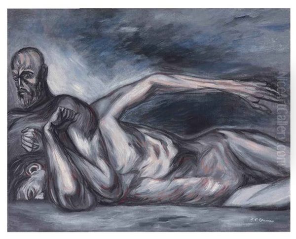 La Tierra (study For Figures In The Man Of Fire Fresco) Oil Painting by Jose Clemente Orozco