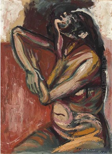 Desnudo (pose Con Brazos Conformando Un Trapecio) Oil Painting by Jose Clemente Orozco