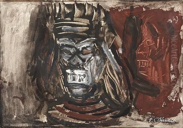 Untitled (guerreros Aztecas) Oil Painting by Jose Clemente Orozco