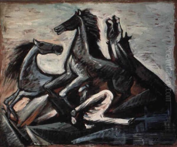 Caballos Salvajes Oil Painting by Jose Clemente Orozco