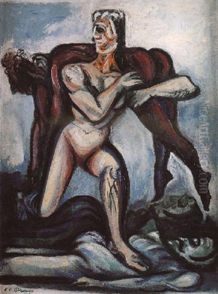 Allegorical Figures Oil Painting by Jose Clemente Orozco