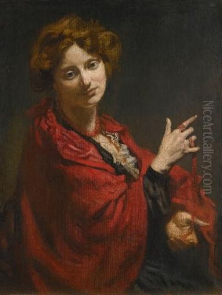 Anita Bartle, The Red Shawl Oil Painting by Sir William Orpen