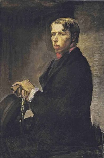 Self Portrait: Hand And Gloves Resting On Cane Oil Painting by Sir William Orpen