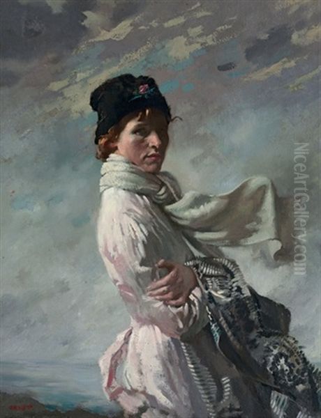 In Dublin Bay: Portrait Of The Artist's Wife Oil Painting by Sir William Orpen