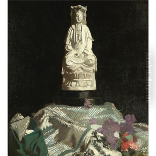 Still Life With Chinese Porcelain Figure Oil Painting by Sir William Orpen