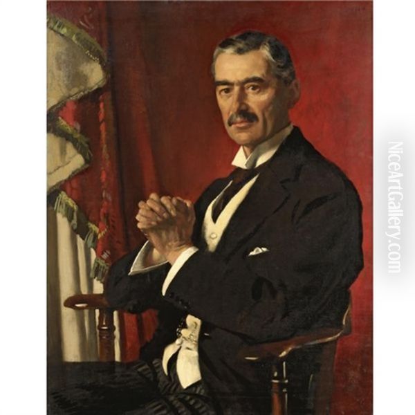 Portrait Of Neville Chamberlain Oil Painting by Sir William Orpen