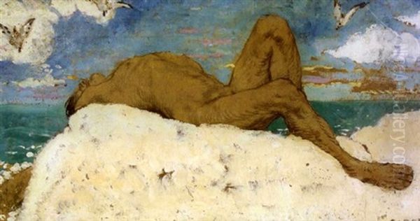 Reclining Male Nude Oil Painting by Sir William Orpen