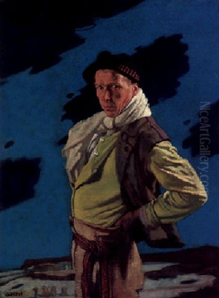 The Man From Aran (self-portrait); A Man From The Arran Islands Oil Painting by Sir William Orpen