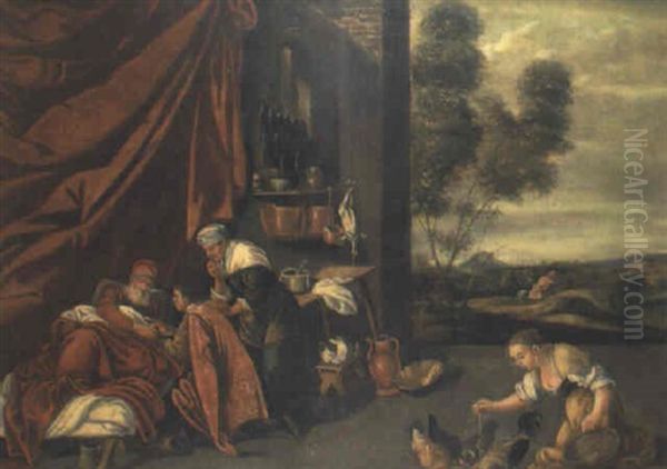 Escena Biblica, Isaac Y Jacob Oil Painting by Pedro Orrente