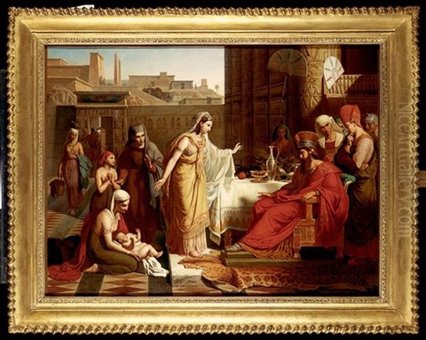 The Pharaoh's Daughter Presents Moses To Her Father Oil Painting by Andre Jacques Victor Orsel