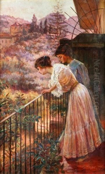 Au Balcon Oil Painting by Jose Benito Ortega