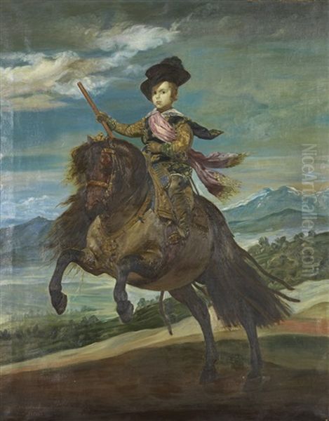 Retrat Equestre Do Principe Baltasar Carlos (after Diego Rodriguez) Oil Painting by Jose Benito Ortega