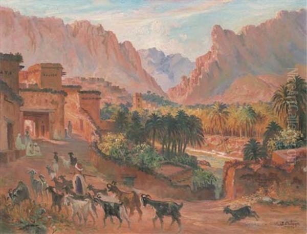 Les Gorges D'el Kantara En Algerie Oil Painting by Jose Benito Ortega