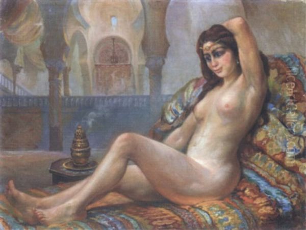 Odalisque Nue Oil Painting by Jose Benito Ortega