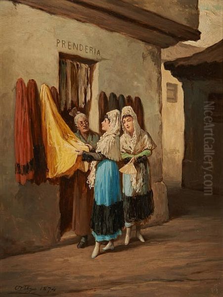 Le Choix Du Tissu Oil Painting by Francisco Javier Ortego Y Vereda