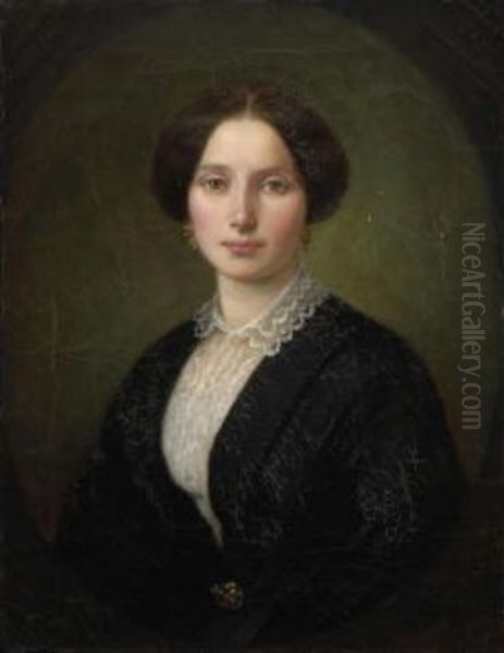 Bildnis Einer Jungen Dame In Schwarzem Kleid Oil Painting by Benjamin Orth