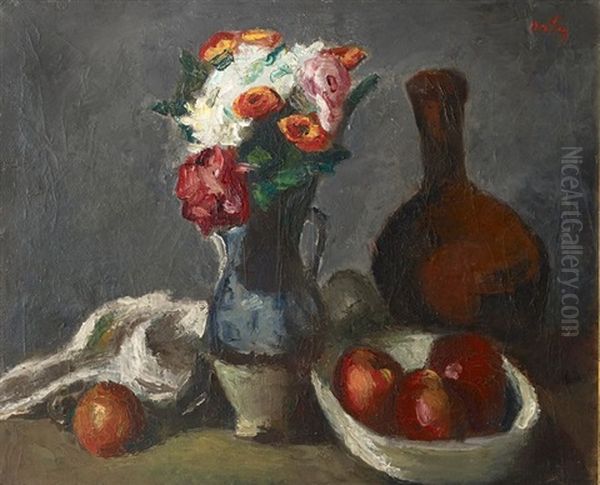 Nature Morte Aux Fleurs Oil Painting by Manuel Ortiz De Zarate