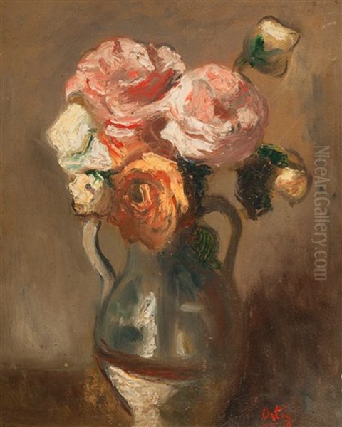 Bouquet De Fleurs Oil Painting by Manuel Ortiz De Zarate