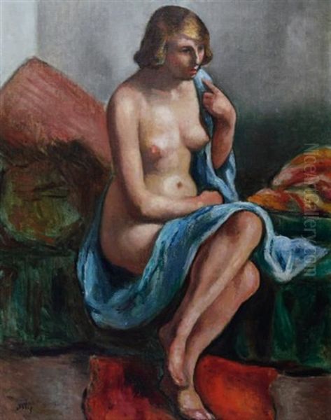 Le Modele Nue Posant Dans L'atelier Oil Painting by Manuel Ortiz De Zarate