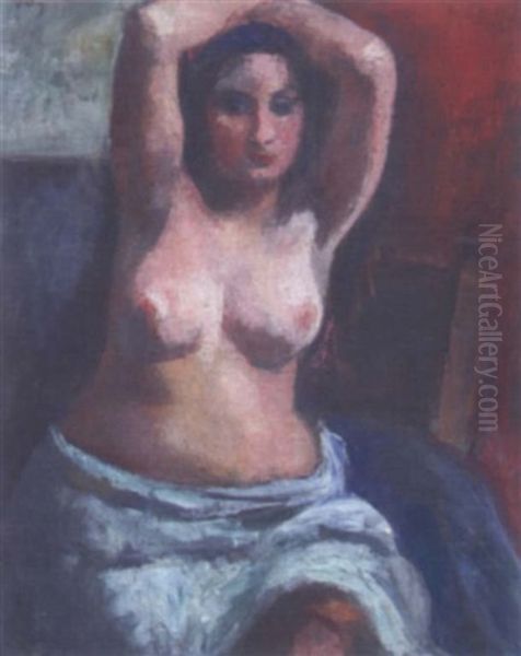 Femme A La Poitrine Nue Oil Painting by Manuel Ortiz De Zarate