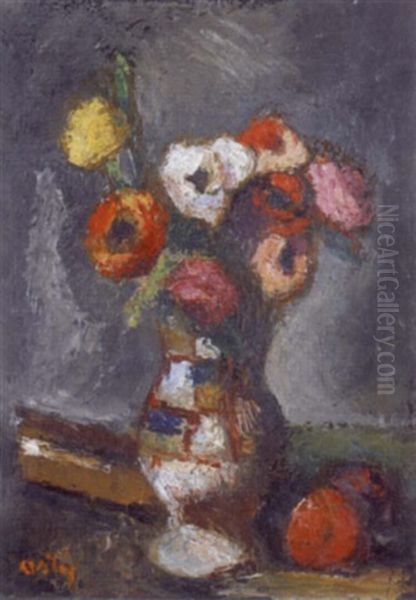 Vase De Fleurs Oil Painting by Manuel Ortiz De Zarate