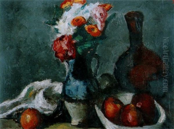 Stillleben Mit Blumen Und Fruchten Oil Painting by Manuel Ortiz De Zarate