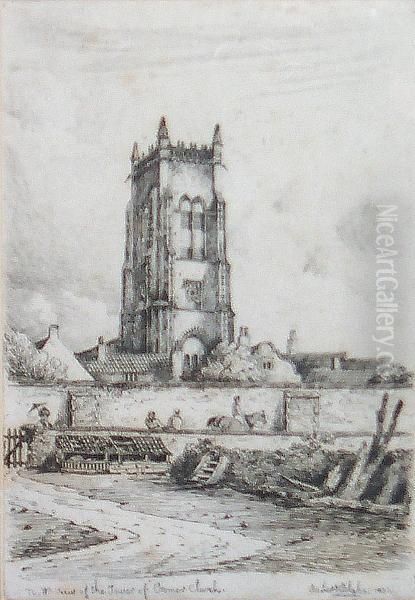 North West View Of The Tower Of Cromer Church Oil Painting by Robert Blake