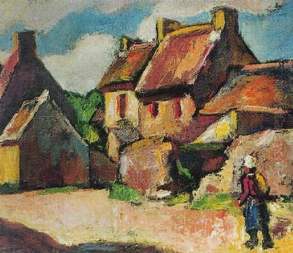 Village En Bretagne Oil Painting by Manuel Ortiz De Zarate