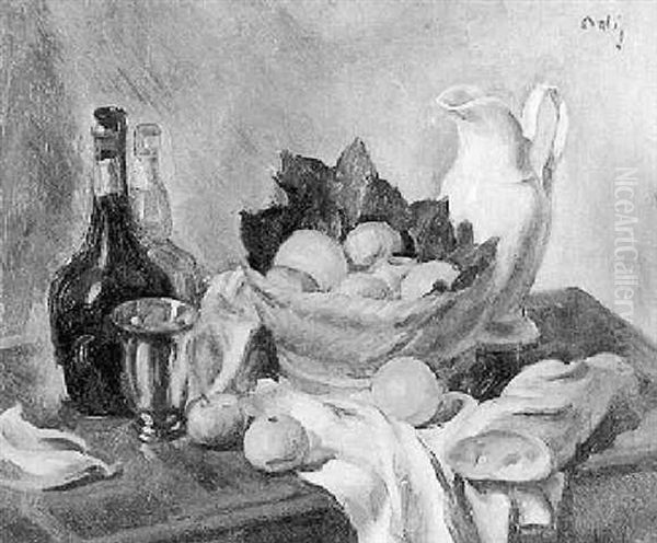 Nature Morte A La Corbeille De Fruits Oil Painting by Manuel Ortiz De Zarate