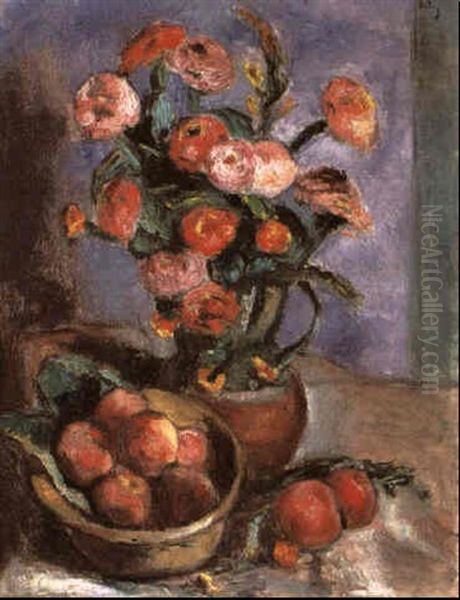 Flores Y Frutas Oil Painting by Manuel Ortiz De Zarate