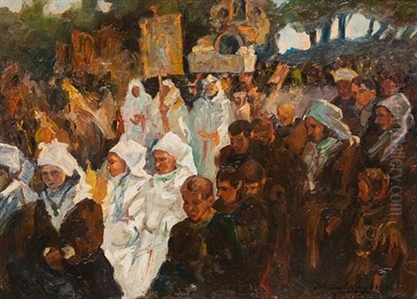 Procesion En La Cerdena Oil Painting by Antonio Ortiz Echaguee