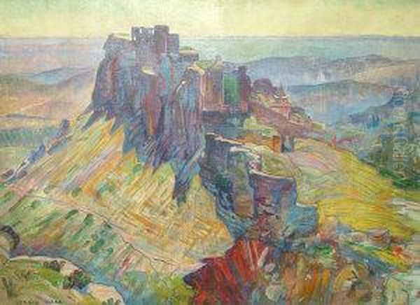 Fortified Hilltop Village Oil Painting by Vernon Blake